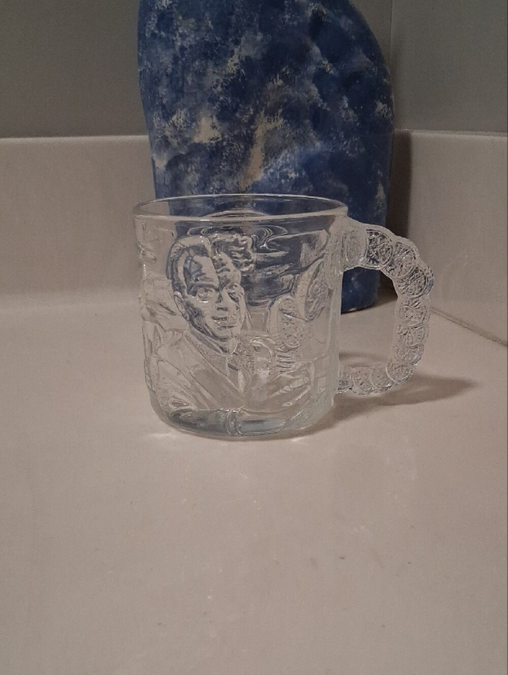 Mcdonalds Batman Forever Embossed Glass Two Face Mug 1995
